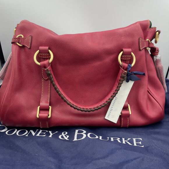 Dooney & Bourke Satchel Florentine Pebbled Leather Tassels Raspberry READ - Picture 9 of 16